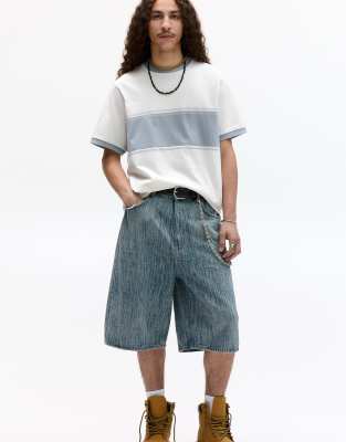 Pull&Bear STWD panelled t-shirt in off white - view 1