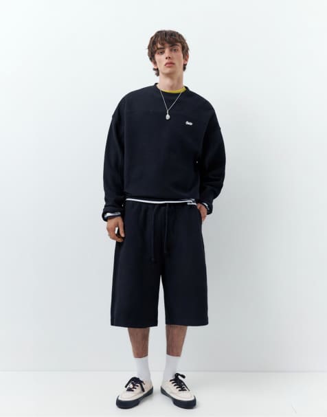 Pull&Bear - STWD - Pantaloncini joggers stile bermuda neri - view 1