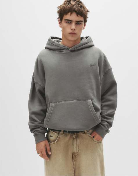 Pull&Bear Stwd patch hoodie in grey - view 1