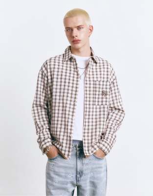 Pull & Bear Stwd Plaid Shirt In White