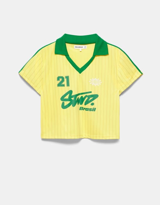 Pull&Bear - Stwd - Polo gialla da calcio del Brasile, 2 di 4