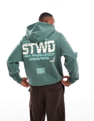 STWD printed hoodie in dark green