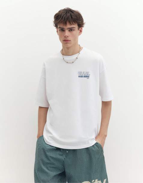 Pull&Bear Stwd private archives grafisk T-shirt i hvid - view 1