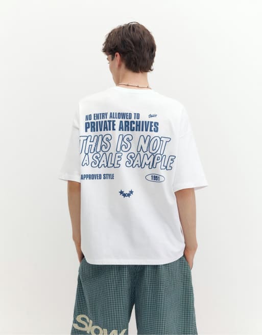 Pull&Bear Stwd private archives grafisk T-shirt i hvid, 2 af 7