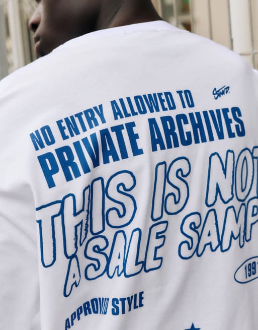 Pull&Bear Stwd private archives grafisk T-shirt i hvid, 6 af 7