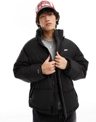 Pull & Bear Stwd Puffer Jacket With Hood In Black