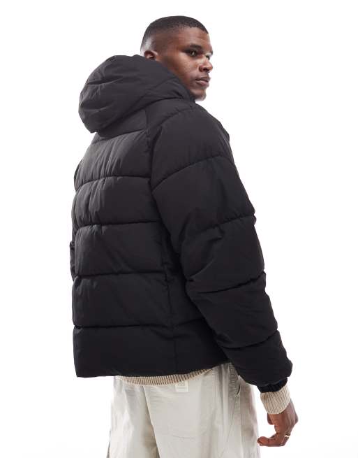  Pull&Bear puffer jacket with hood in black