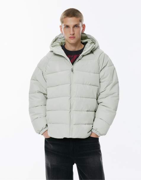 Pull&Bear – STWD – Pufferjacke in Blassgrau mit Kapuze - view 1