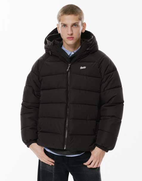 Pull&Bear – Stwd – Pufferjacke in Schwarz mit Kapuze - view 1