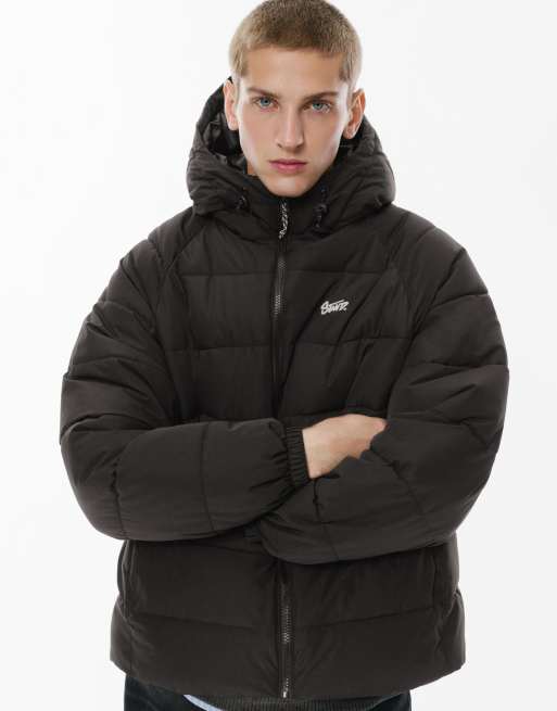 Pull&Bear – Stwd – Pufferjacke in Schwarz mit Kapuze, 2 von 4