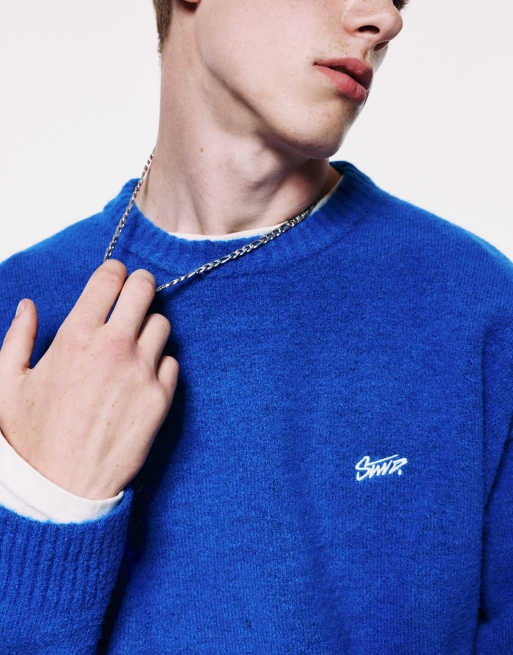 Pull&Bear Stwd pull brodé bleu foncé, 3 de 7