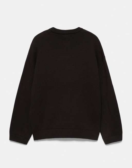 Pull&Bear Stwd Pullover mit Grafik in Schwarz, 5 von 5