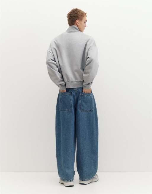 Pull&Bear Stwd quarter-zip sweatshirt in grey, 2 of 5