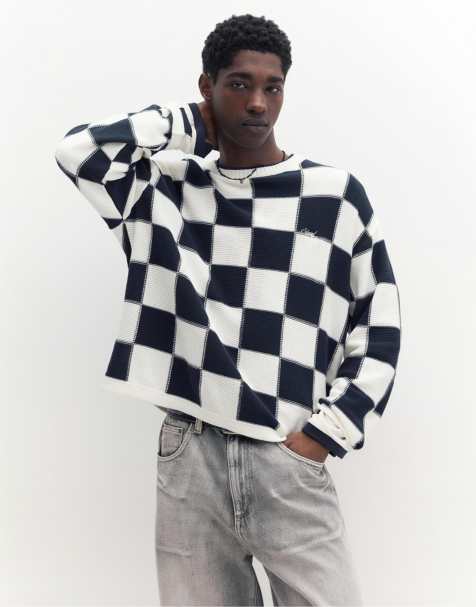 Pull&Bear - STWD - Råhvid striktrøje med tern - view 1