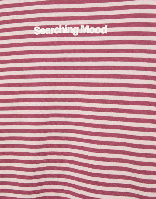 Pull&Bear Stwd randig t-shirt med text i burgundy, 4 av 5