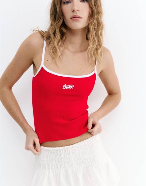 Pull&Bear - STWD - Rød top med fine stropper - view 1