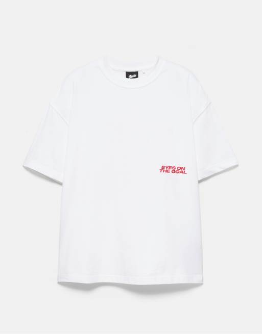Pull&Bear Stwd red star t-shirt in white, 5 of 7