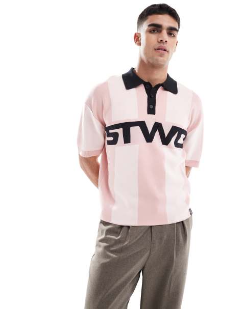 Pull&Bear – STWD – Retro-Polohemd aus Strick in Rosa - view 1