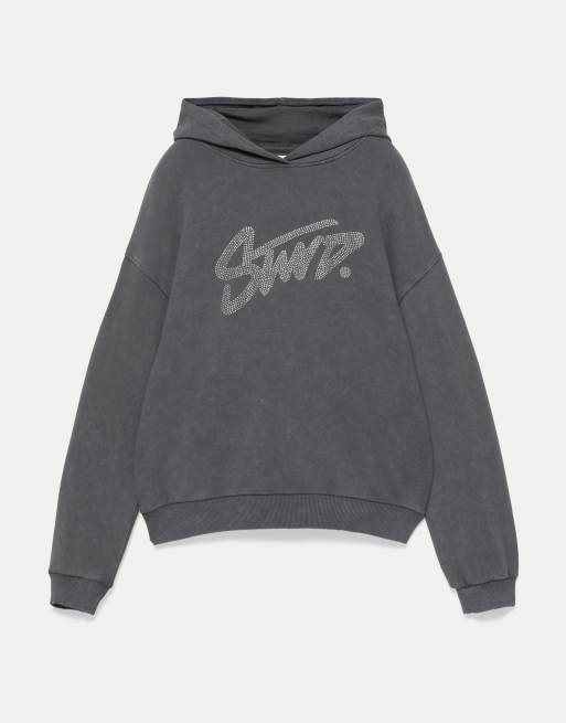 Pull&Bear Stwd rhinestone graphic sweatshirt in grey, 5 of 7