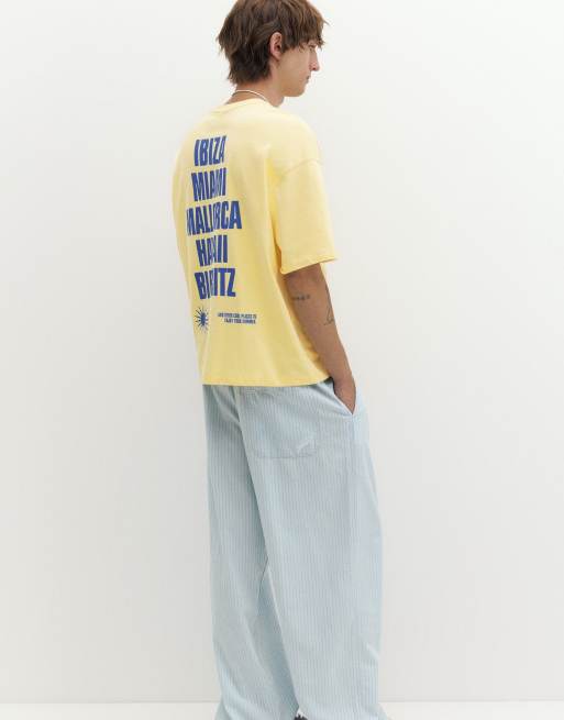 Pull&Bear Stwd road trip graphic t-shirt in yellow, 5 of 7