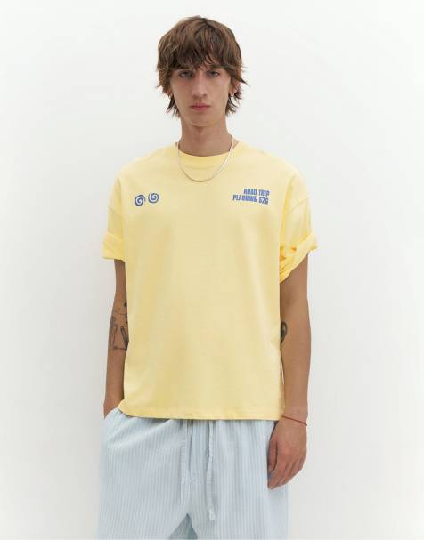 Pull&Bear Stwd road trip T-shirt med grafik i gul - view 1