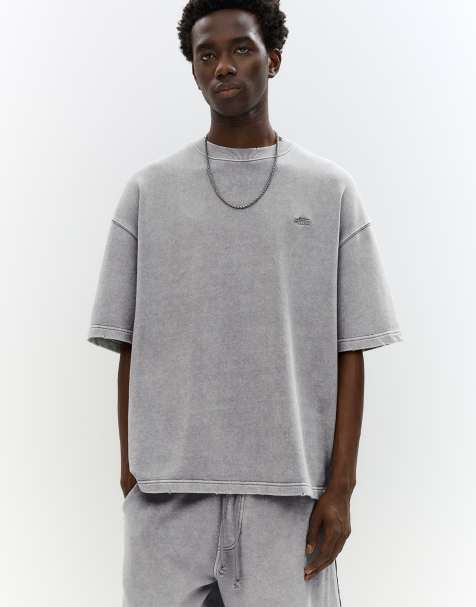 Pull&Bear STWD short sleeve sweatshirt in grey - view 1