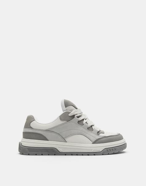Pull&Bear Stwd skate trainers in grey - view 1