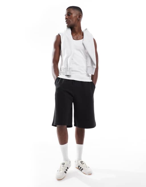 Pull&Bear STWD skater jersey shorts in black 