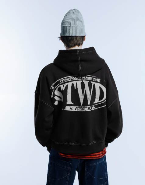 Pull&Bear - STWD - Sort hættetrøje - view 1