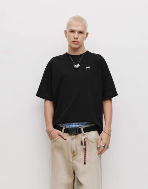 Pull&Bear - STWD - Sort T-shirt med firkantet pasform - view 1