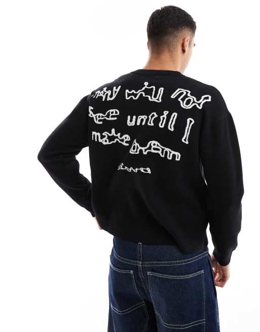 Pull&Bear - STWD - Sort trøje med grafisk print