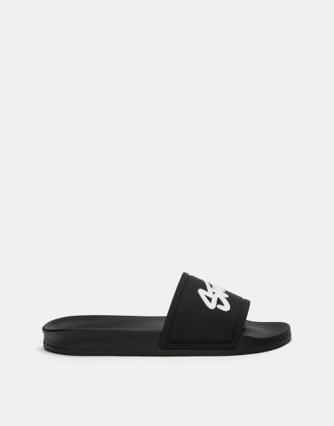 Pull&Bear - STWD - Sorte gummierede strandsandaler - view 1
