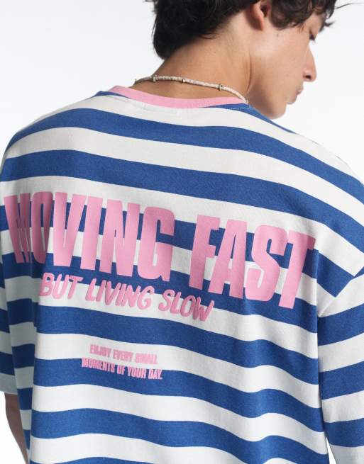 Pull&Bear Stwd striped t-shirt in navy, 4 of 7
