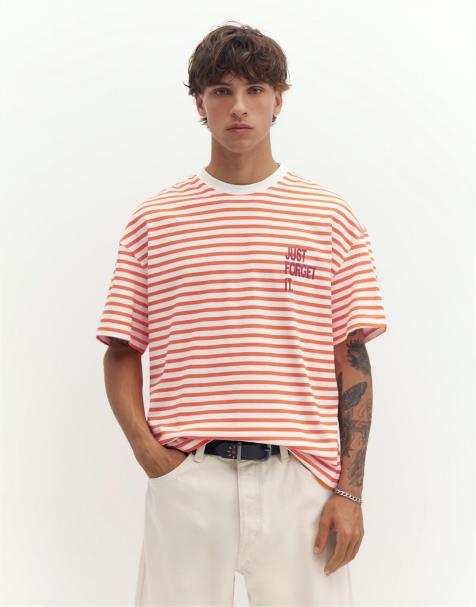 Pull&Bear Stwd striped t-shirt in off white - view 1