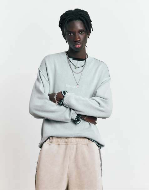 Pull&Bear – STWD Studio – Blekblå tröja med broderi - view 1