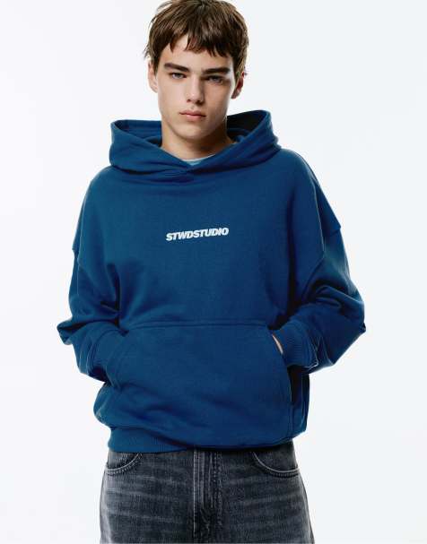 Pull&Bear Stwd studio hoodie in blue - view 1