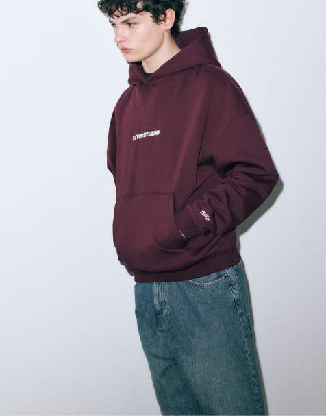 Pull&Bear - STWD - Studio - Hoodie in bordeauxrood - view 1