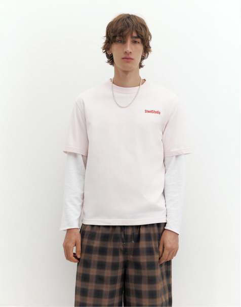Pull&Bear Stwd studio label t-shirt in rose pink - view 1