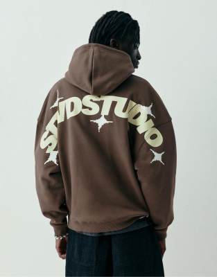 Pull & Bear - STWD Studio - Sweat à capuche - Marron-Brown