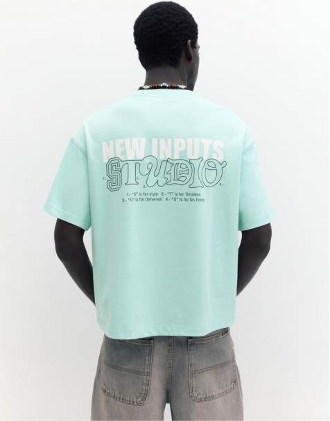 Pull&Bear – STWD Studio – T-Shirt in Türkis - view 1