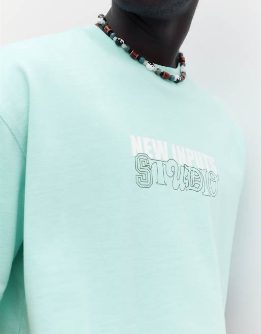 Pull&Bear – STWD Studio – T-Shirt in Türkis, 4 von 4