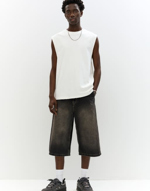 Pull&Bear STWD super baggy jorts in faded black
