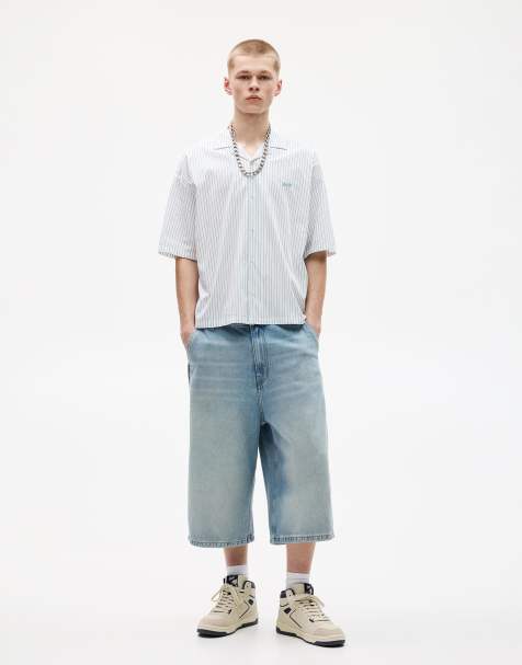 Pull&Bear – STWD – Superweite Jorts in Mittelblau - view 1