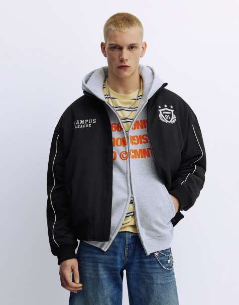 Pull&Bear – STWD – Svart jacka med broderi - view 1