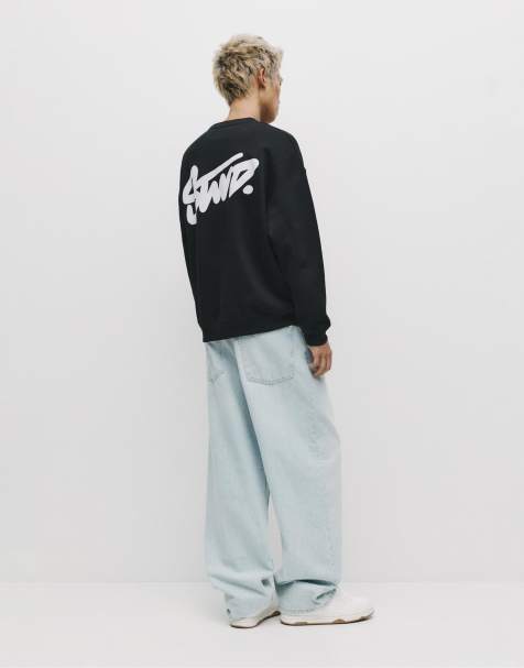 Pull&Bear – STWD – Svart sweatshirt med rund halsringning - view 1