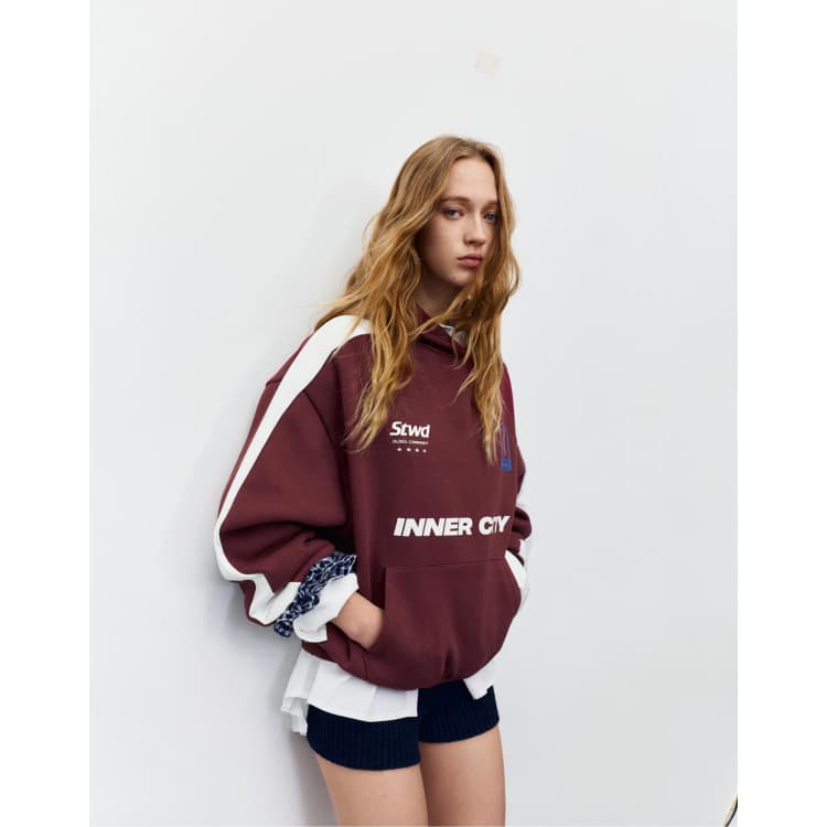 Sweat Cool EDC By Esprit Avec Patchs - Blanc Et Bordeaux - Taille S - Occasion Très Bon État