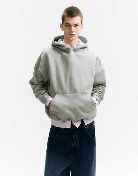 Pull&Bear - STWD - Sweat à capuche à motif Barcelona - Gris chiné - view 1