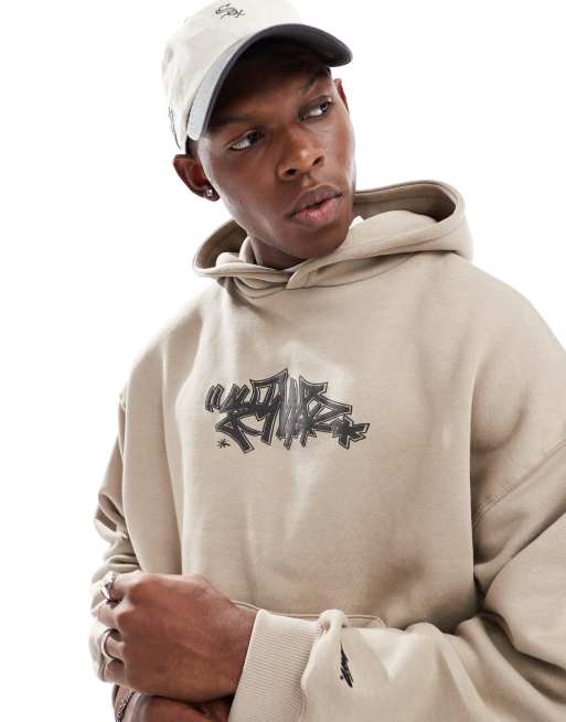 Pull&Bear - STWD - Sweat à capuche avec imprimé gothique au dos