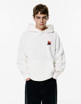 Pull & Bear - STWD - Sweat à capuche avec motif cerises - Blanc cassé