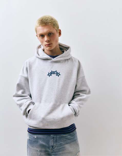 Pull&Bear - Stwd - Sweat à capuche coupe carrée - Gris chiné pâle - view 1